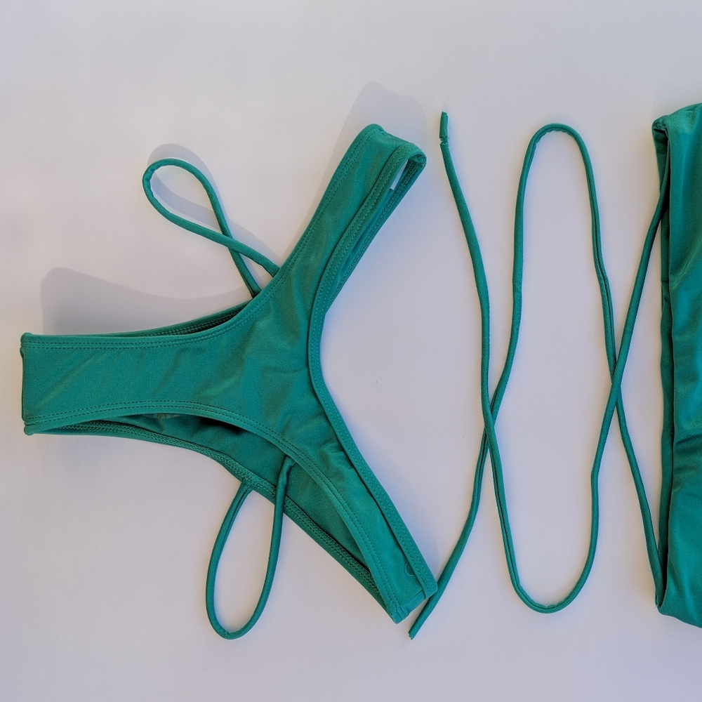 Teal Strappy Bikini BOTTOMS
